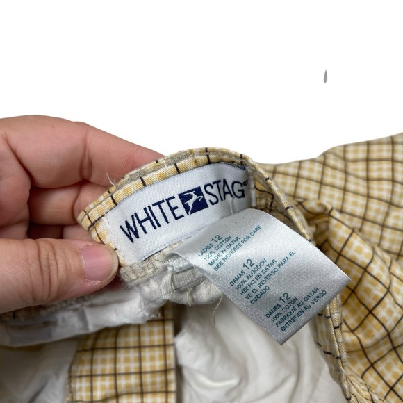 Vintage White Stag 12 Brown/Yellow Check Bermuda Short 28x8.5 Mom Shorts Casual - Picture 4 of 7
